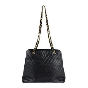 CHANEL Shoulder Bag, V-Stitch, Caviar Leather, Black, Women's, Z6553